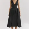 Paloma Black Satin Twist Strap Midi Dress Paloma Black Satin Twist Strap Midi Dress