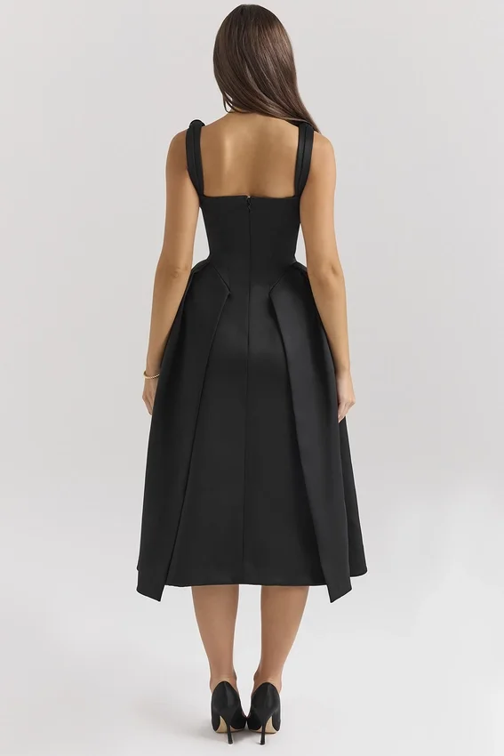 Paloma Black Satin Twist Strap Midi Dress Paloma Black Satin Twist Strap Midi Dress