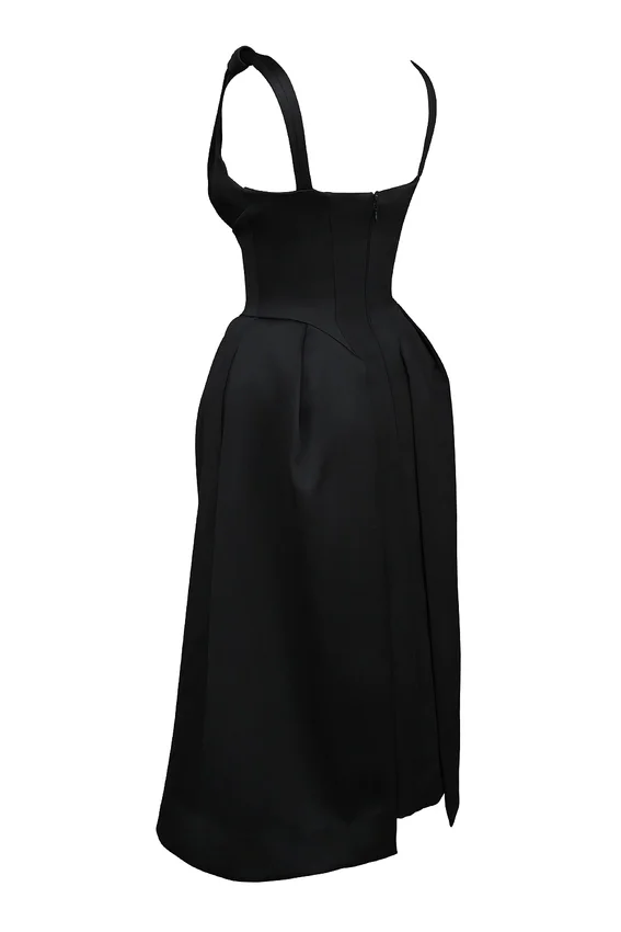 Paloma Black Satin Twist Strap Midi Dress Paloma Black Satin Twist Strap Midi Dress