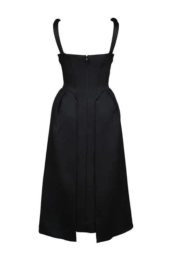 Paloma Black Satin Twist Strap Midi Dress Paloma Black Satin Twist Strap Midi Dress