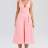 Paloma Peach Satin Pleated Midi Dress Paloma Peach Satin Pleated Midi Dress