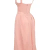 Paloma Peach Satin Pleated Midi Dress Paloma Peach Satin Pleated Midi Dress
