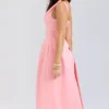 Paloma Peach Satin Pleated Midi Dress Paloma Peach Satin Pleated Midi Dress