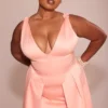 Paloma Peach Satin Pleated Midi Dress Paloma Peach Satin Pleated Midi Dress