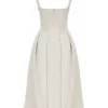Paloma Vintage Cream Satin Pleated Midi Dress Paloma Vintage Cream Satin Pleated Midi Dress