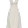 Paloma Vintage Cream Satin Pleated Midi Dress Paloma Vintage Cream Satin Pleated Midi Dress