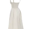 Paloma Vintage Cream Satin Pleated Midi Dress Paloma Vintage Cream Satin Pleated Midi Dress