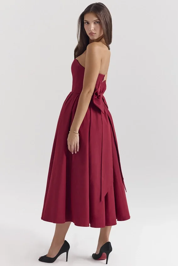 Pandora Berry Strapless Detachable Bow Midi Dress Pandora Berry Strapless Detachable Bow Midi Dress