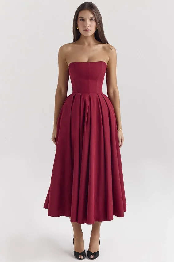 Pandora Berry Strapless Detachable Bow Midi Dress Pandora Berry Strapless Detachable Bow Midi Dress
