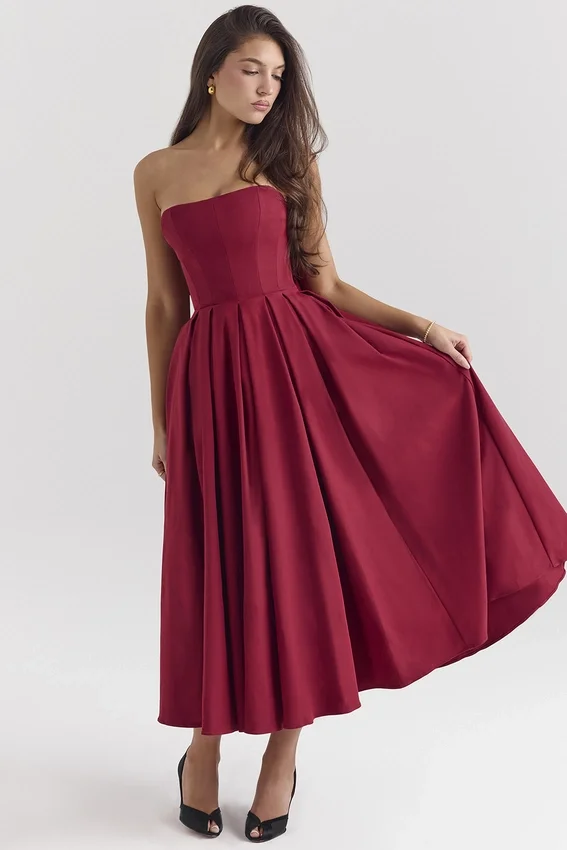 Pandora Berry Strapless Detachable Bow Midi Dress Pandora Berry Strapless Detachable Bow Midi Dress