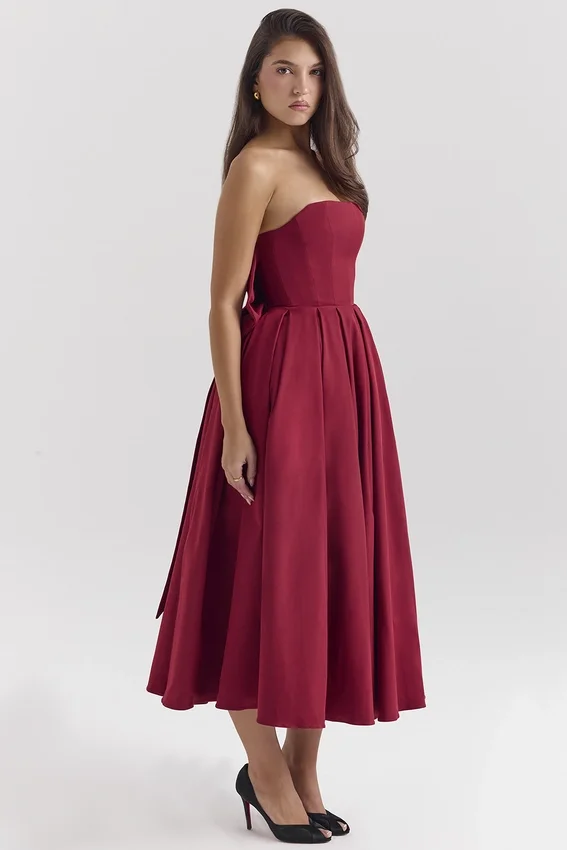 Pandora Berry Strapless Detachable Bow Midi Dress Pandora Berry Strapless Detachable Bow Midi Dress