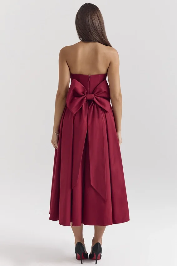 Pandora Berry Strapless Detachable Bow Midi Dress Pandora Berry Strapless Detachable Bow Midi Dress