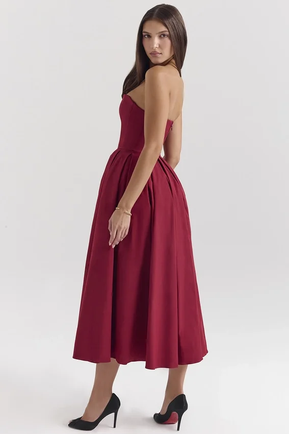 Pandora Berry Strapless Detachable Bow Midi Dress Pandora Berry Strapless Detachable Bow Midi Dress