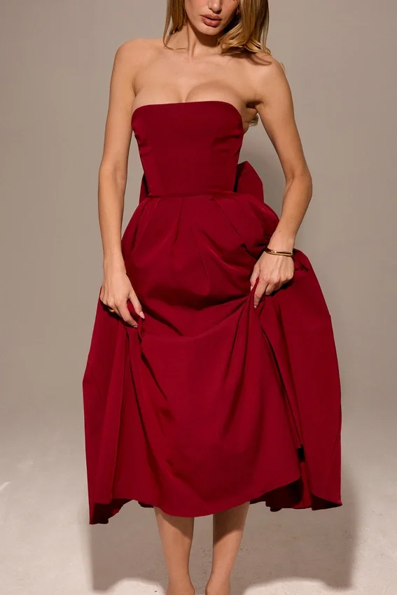 Pandora Berry Strapless Detachable Bow Midi Dress Pandora Berry Strapless Detachable Bow Midi Dress