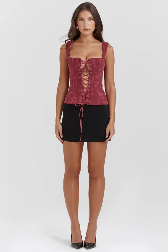 Parisa Merlot Floral Corset Parisa Merlot Floral Corset