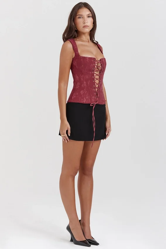 Parisa Merlot Floral Corset Parisa Merlot Floral Corset