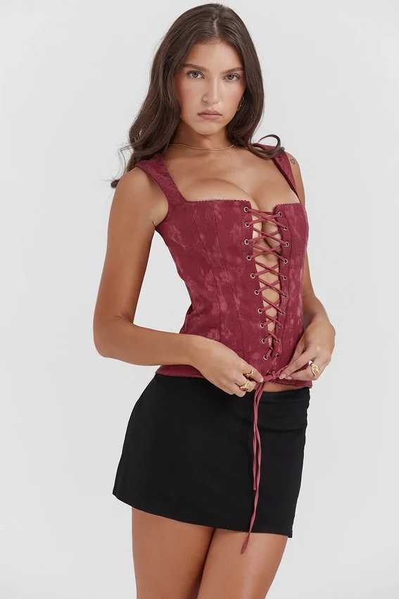 Parisa Merlot Floral Corset Parisa Merlot Floral Corset