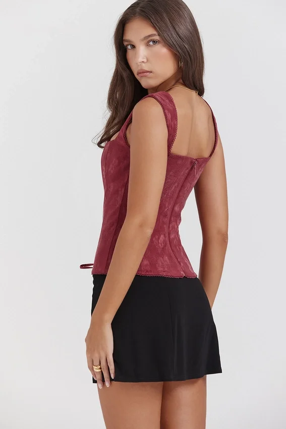 Parisa Merlot Floral Corset Parisa Merlot Floral Corset