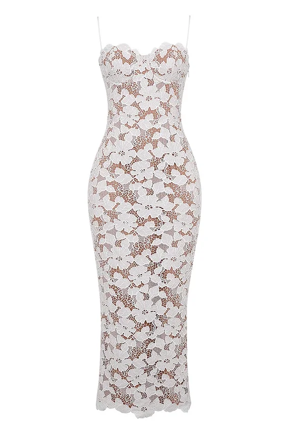 Pearl White Floral Embroidered Maxi Dress Pearl White Floral Embroidered Maxi Dress
