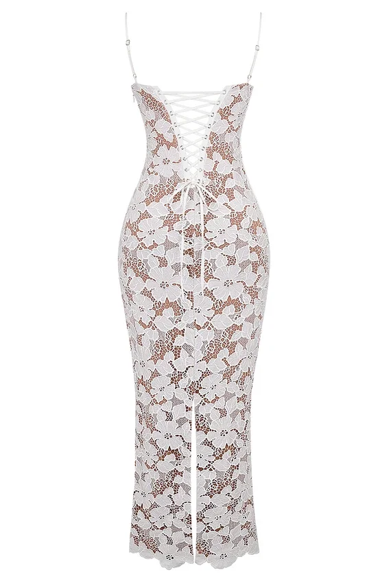 Pearl White Floral Embroidered Maxi Dress Pearl White Floral Embroidered Maxi Dress