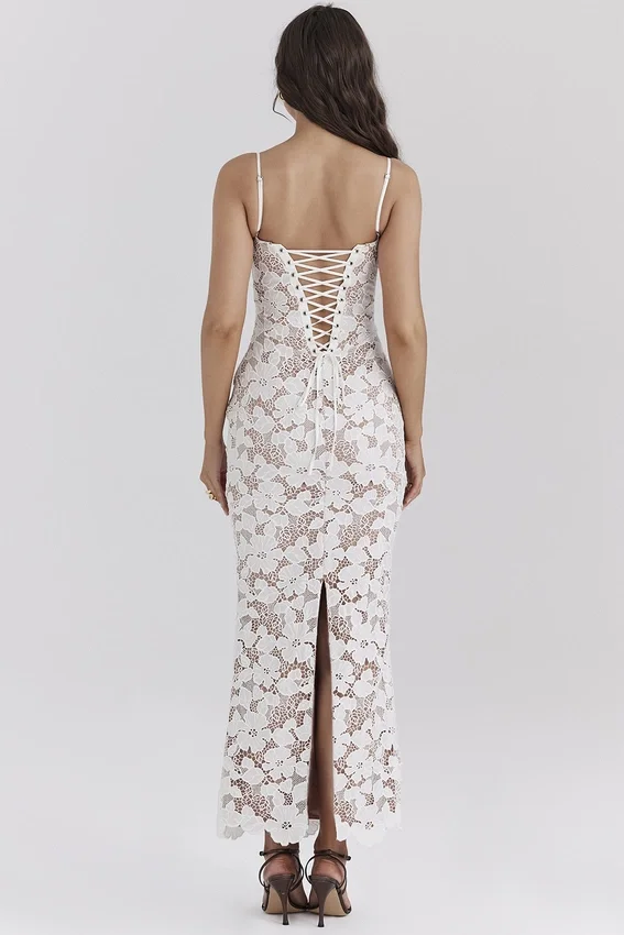 Pearl White Floral Embroidered Maxi Dress Pearl White Floral Embroidered Maxi Dress