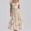 Penelope Ivory Vintage Rose Print Chiffon Midi Dress Penelope Ivory Vintage Rose Print Chiffon Midi Dress