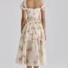 Penelope Ivory Vintage Rose Print Chiffon Midi Dress Penelope Ivory Vintage Rose Print Chiffon Midi Dress