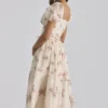 Penelope Ivory Vintage Rose Print Chiffon Midi Dress Penelope Ivory Vintage Rose Print Chiffon Midi Dress