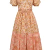 Penelope Peach Poppy Print Puff Sleeve Midi Sundress Penelope Peach Poppy Print Puff Sleeve Midi Sundress