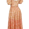Penelope Peach Poppy Print Puff Sleeve Midi Sundress Penelope Peach Poppy Print Puff Sleeve Midi Sundress