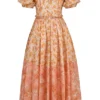 Penelope Peach Poppy Print Puff Sleeve Midi Sundress Penelope Peach Poppy Print Puff Sleeve Midi Sundress