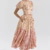 Penelope Peach Poppy Print Puff Sleeve Midi Sundress Penelope Peach Poppy Print Puff Sleeve Midi Sundress