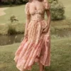 Penelope Peach Poppy Print Puff Sleeve Midi Sundress Penelope Peach Poppy Print Puff Sleeve Midi Sundress
