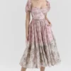 Penelope Pink Floral Chiffon Midi Dress Penelope Pink Floral Chiffon Midi Dress