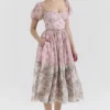 Penelope Pink Floral Chiffon Midi Dress Penelope Pink Floral Chiffon Midi Dress