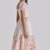 Penelope White Rose Print Georgette Ribbon Midi Dress Penelope White Rose Print Georgette Ribbon Midi Dress