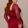 Perdi Berry Satin Maxi Dress with Corset