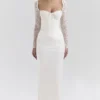 Perdi Vintage Ivory Satin Maxi Dress Perdi Vintage Ivory Satin Maxi Dress