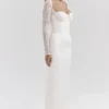 Perdi Vintage Ivory Satin Maxi Dress Perdi Vintage Ivory Satin Maxi Dress