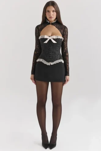 Perdita Black Metallic Jacquard Corset & Bolero