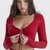 Perla Cherry Ribbed Knit Top