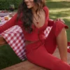 Perla Cherry Ribbed Knit Top