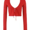 Perla Cherry Ribbed Knit Top