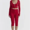 Perla Cherry Ribbed Knit Top