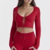 Perla Cherry Ribbed Knit Top