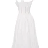 Perle White Lace Trim Midi Dress