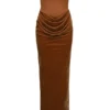 Persephone Coffee Velvet Strapless Corset Maxi Dress Persephone Coffee Velvet Strapless Corset Maxi Dress
