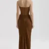 Persephone Coffee Velvet Strapless Corset Maxi Dress Persephone Coffee Velvet Strapless Corset Maxi Dress
