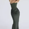Persephone Emerald Green Crepe Strapless Corset Maxi Dress Persephone Emerald Green Crepe Strapless Corset Maxi Dress