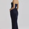 Persephone Navy Satin + Crepe Strapless Corset Maxi Dress Persephone Navy Satin + Crepe Strapless Corset Maxi Dress